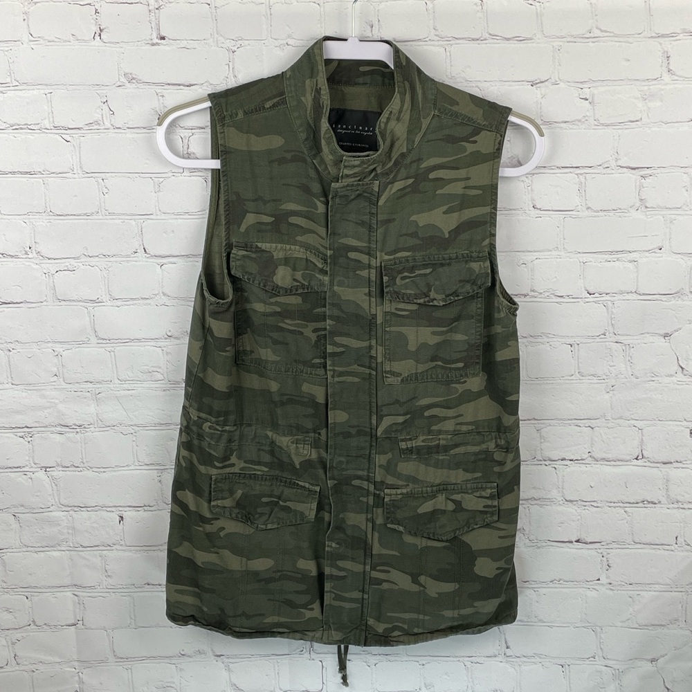 Sanctuary Courier Vest Military Green Camo Print Cargo Vest Size Small